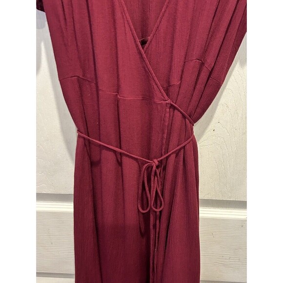LULUS Heart Of Marigold Burgundy Wrap Maxi Dress Short Sleeve Size‎ XL Maroon - Picture 7 of 12